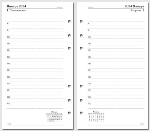 День на странице, 2024, формат Personal, для Filofax